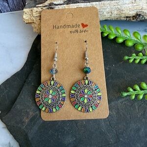 Colorful Boho Mandala Disc Earrings